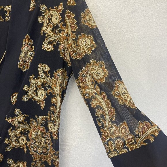 R&M‎ Richards Sheer Jacket Tank 2 Piece Set Womens 8 Blue Gold Paisley Elegant - Picture 10 of 16